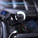 Bluetooth FM Transmitter for Car, Wireless Audio Bluetooth Car Adapter Handsfree Call Bluetooth Car Kit with 1.7'' LCD Screen, Dual USB Ports and AUX